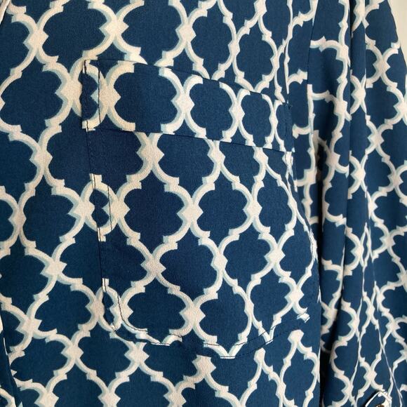 Macy’s Charter Club Women's Teal Moroccan Button Front Tunic Blouse Size 1X Boho - Picture 9 of 12